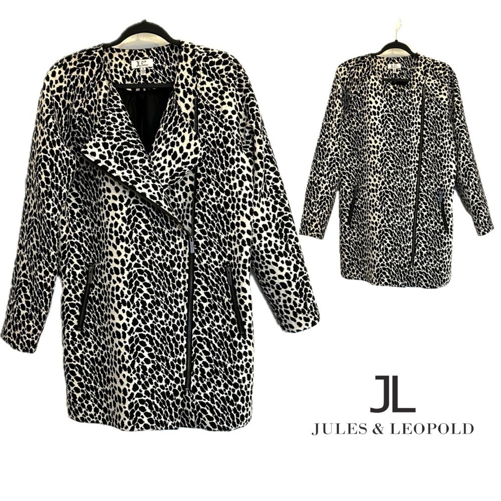 Like New! Jules&Leopold Leopard Print Lightweight Trench  Asymmetrical Zip Size8